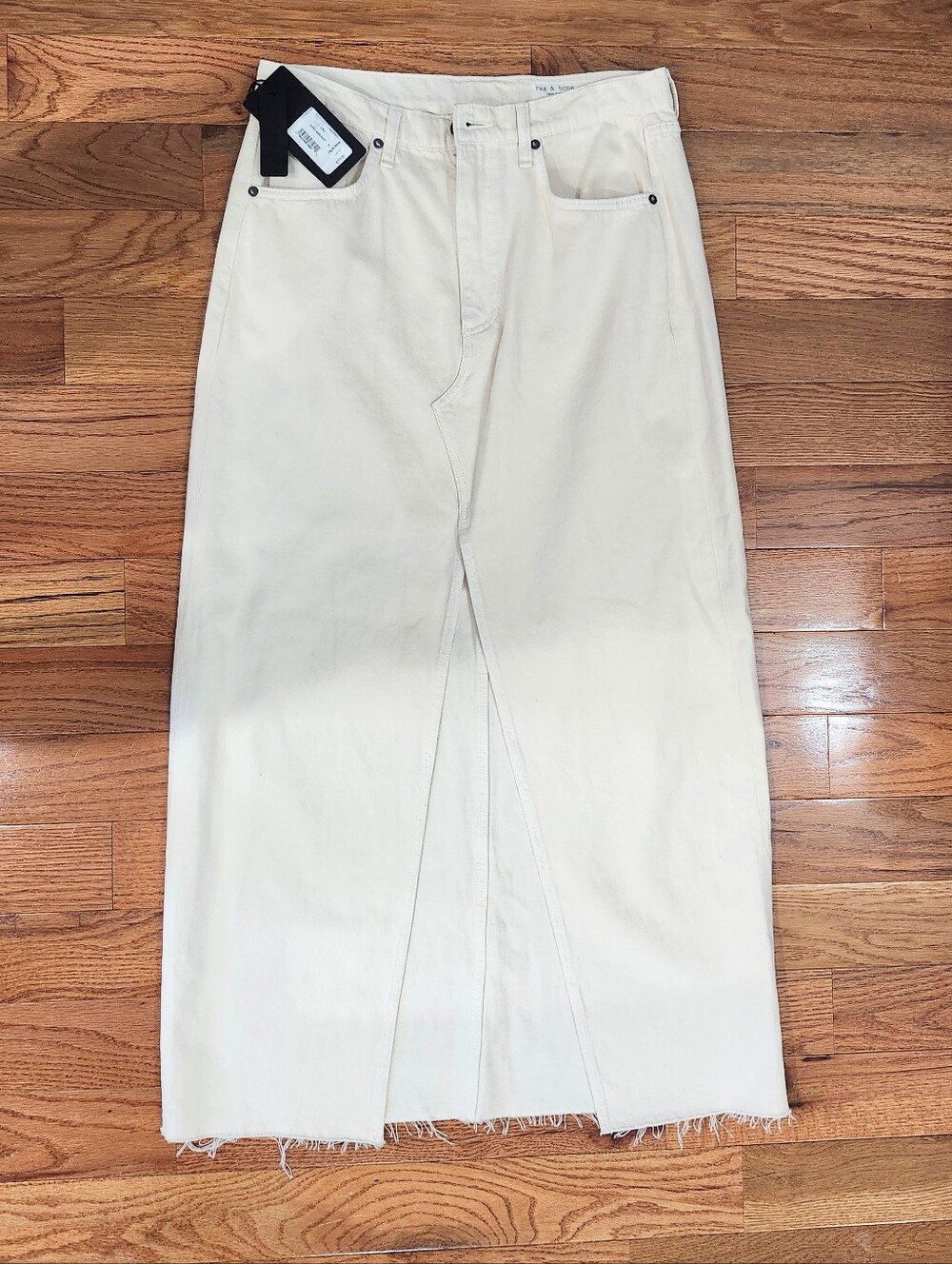 Rag & Bone Avery Cream High-Waist Denim Maxi Skirt